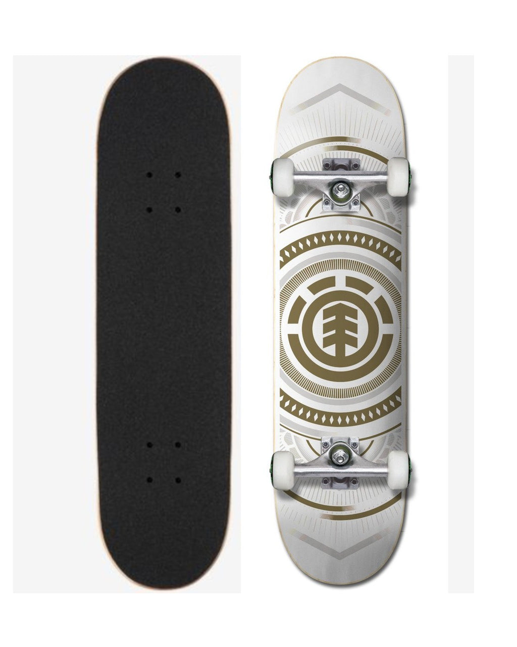 Element Skateboard Complete Hatched White Gold 8 Pre Assembled