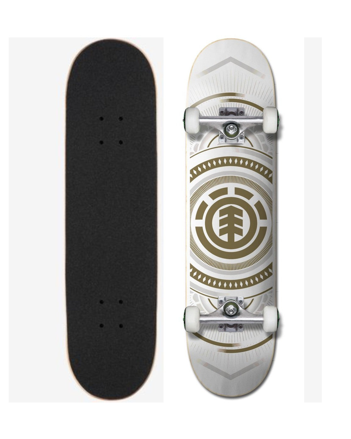 Element Skateboard Complete Hatched White Gold 8 Pre Assembled