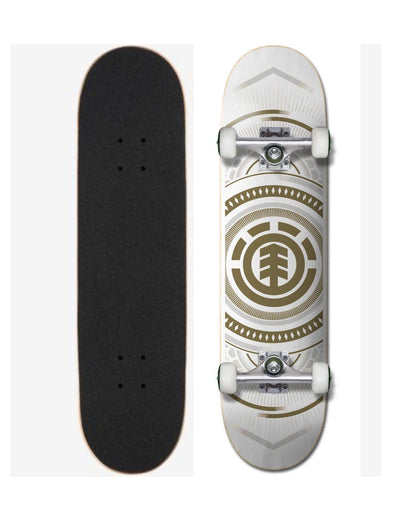 Element Skateboard Complete Hatched White Gold 8" Pre-Assembled (gong)