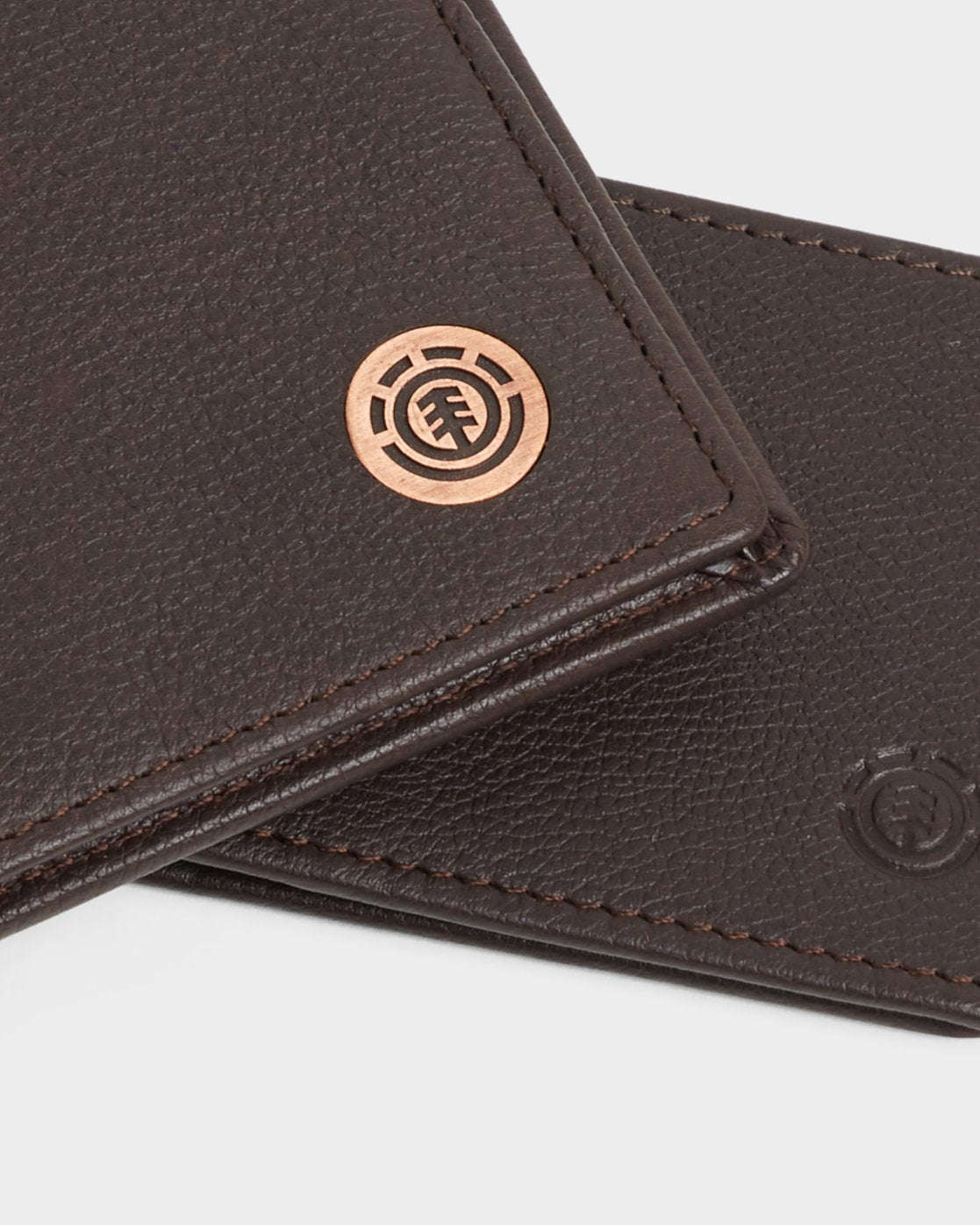 Element Skateboards Wallet Icon Leather Chocolate Tri-Fold