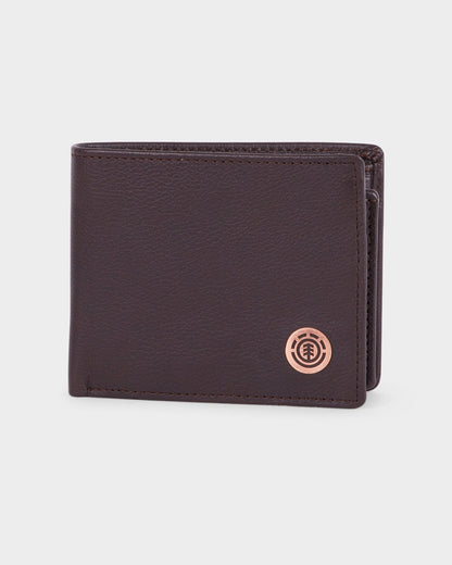 Element Skateboards Wallet Icon Leather Chocolate Tri-Fold