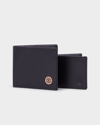 Element Skateboards Wallet Icon Leather Flint Black Tri-Fold