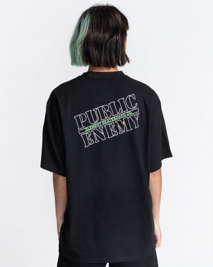 Element Tee x Public Enemy Pexe Logo Flint Black Skateboard T-Shirt