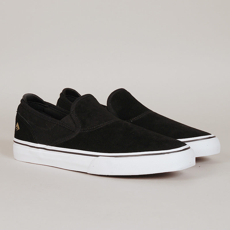 Emerica Shoes Wino G6 Slip On Black White Gold Skateboard Sneakers