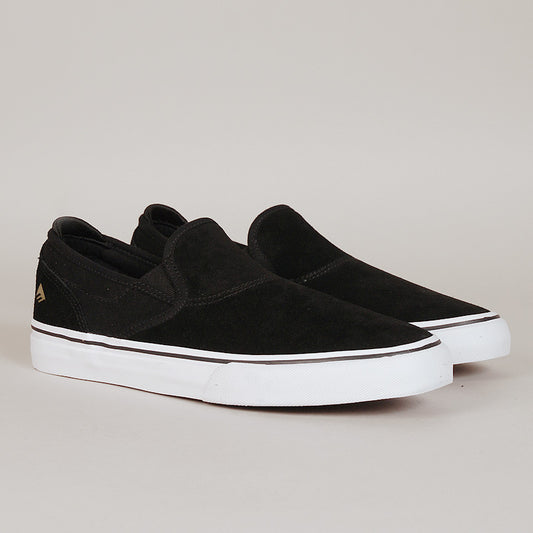 Emerica Shoes Wino G6 Slip On Black White Gold Skateboard Sneakers
