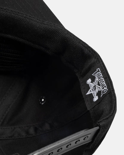 Thrasher Cap Flame Embroidered Black Snapback Skateboard Magazine Hat