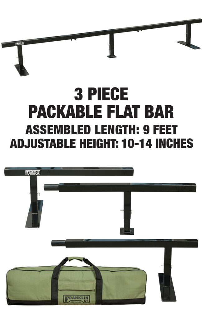 Franklin St Obstacles Packable 9ft Flat Bar Rail Black Adj Height With Carry Bag