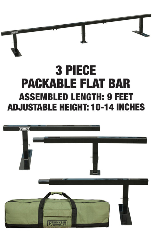 Franklin St Obstacles Packable 9ft Flat Bar Rail Black Adj Height With Carry Bag