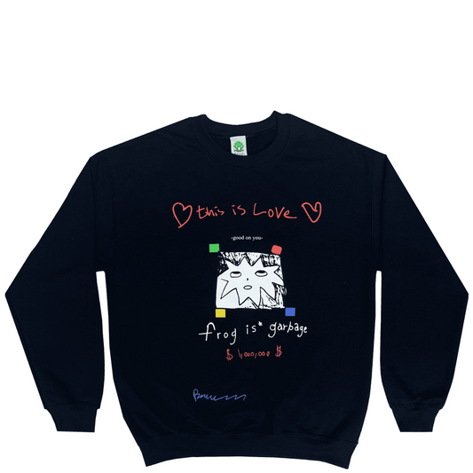 Frog Skateboards Crew Frog Is Garbage CREWNECK BLACK Fleece Jumper