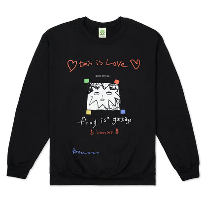 Frog Skateboards Crew Frog Is Garbage CREWNECK BLACK Fleece Jumper
