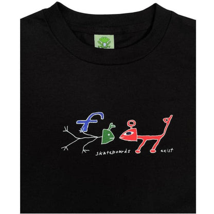 Frog Tee FROG EXISTS! BLACK Skateboard T-Shirt