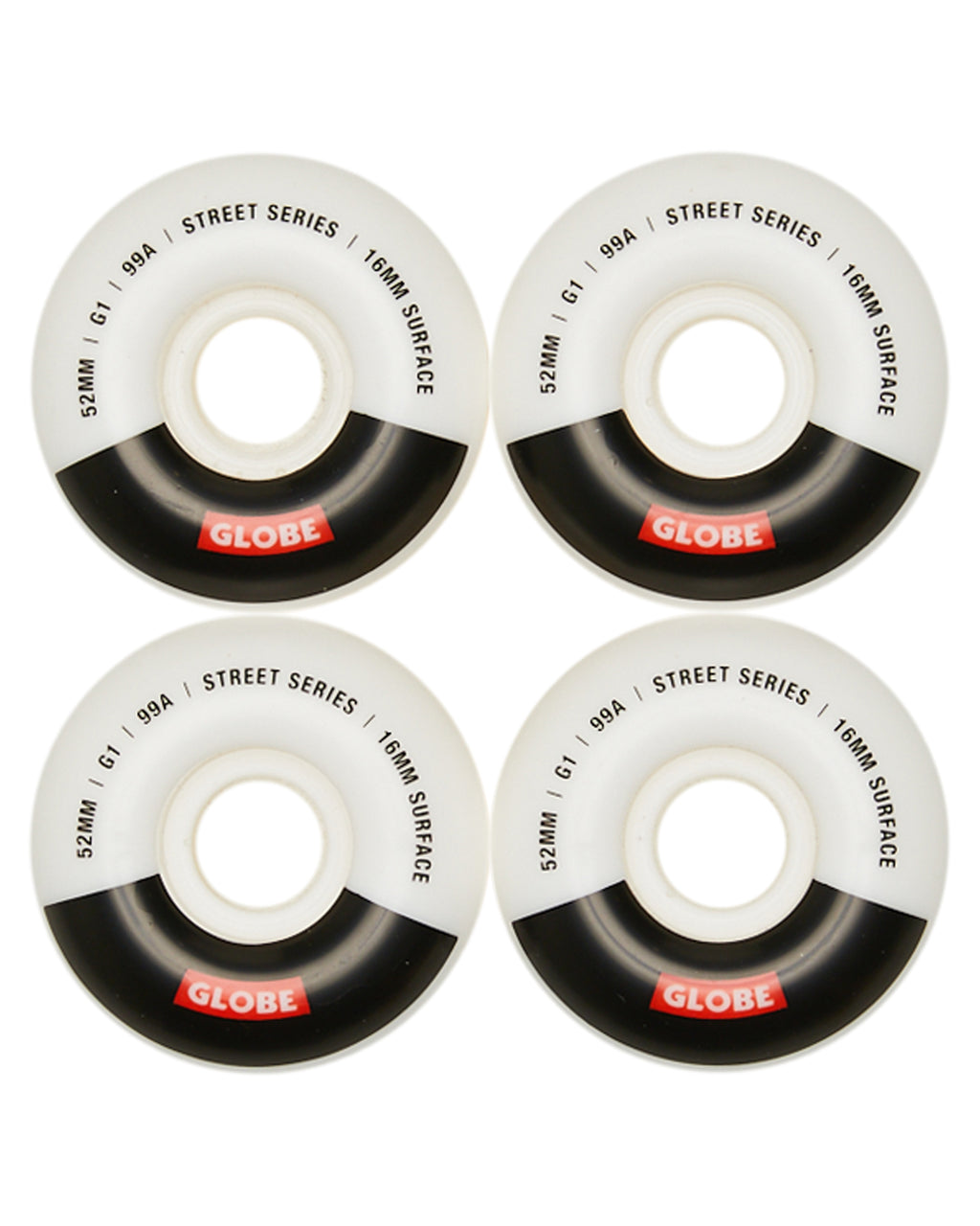 Globe Skateboard Wheels G1 Street White Black Bar 52Mm