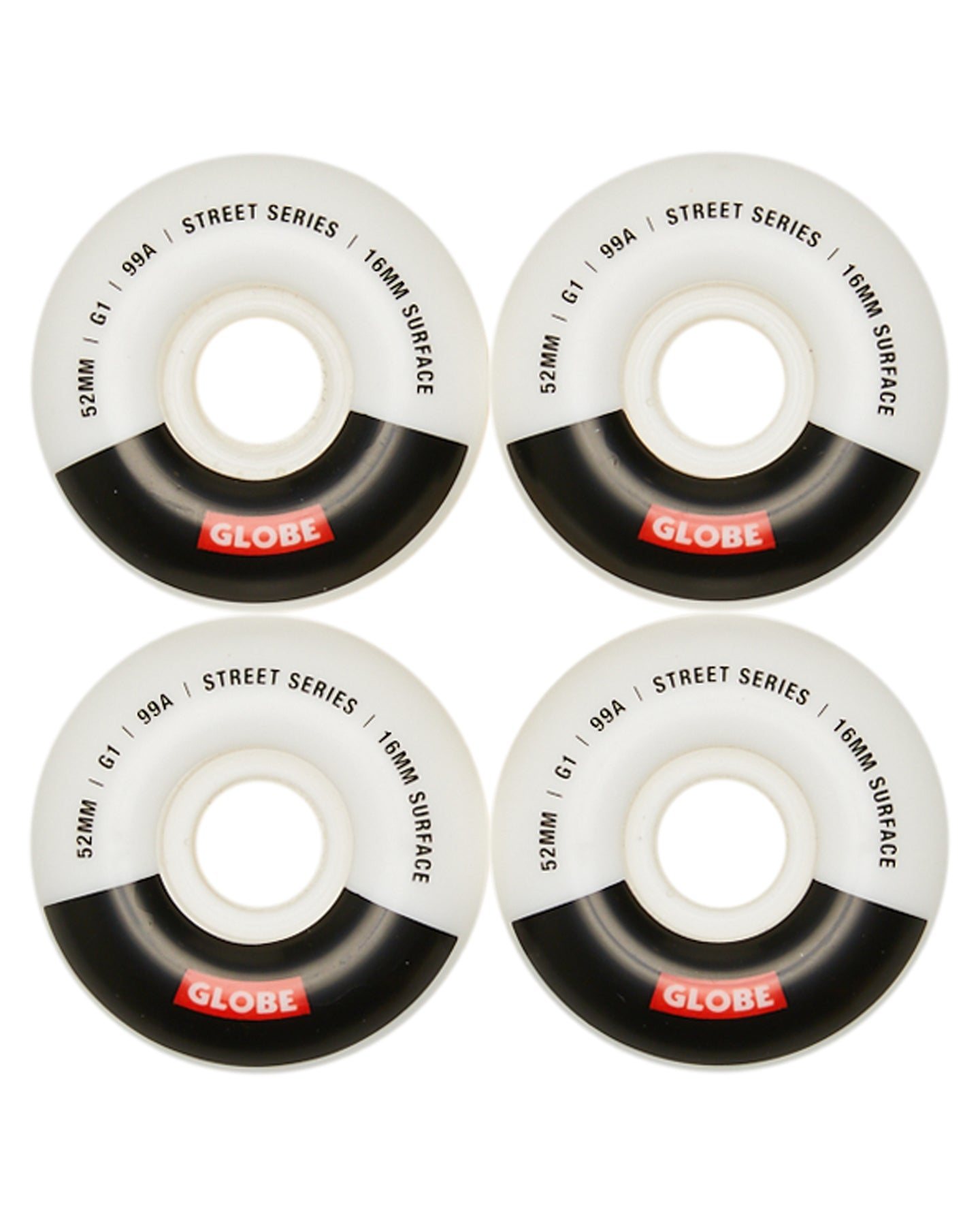 Globe Skateboard Wheels G1 Street White/Black/Bar 52mm