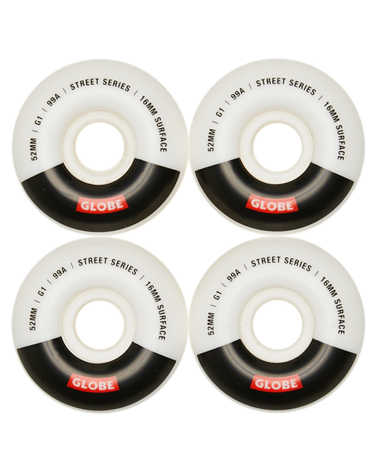 Globe Skateboard Wheels G1 Street White Black Bar 52Mm