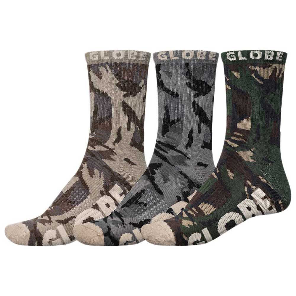 Globe Socks 3 Pack Eco Camo Crew Size 7 11 Skateboard Sox
