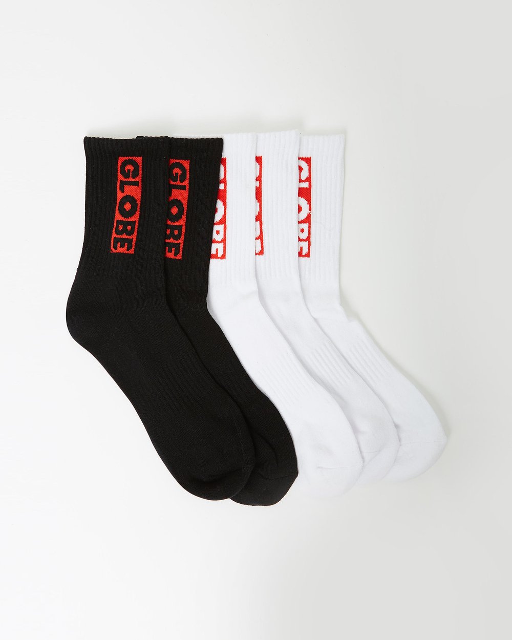 Globe Socks 5 Pack Bar Assorted Crew Size 7-11 Skateboard Sox