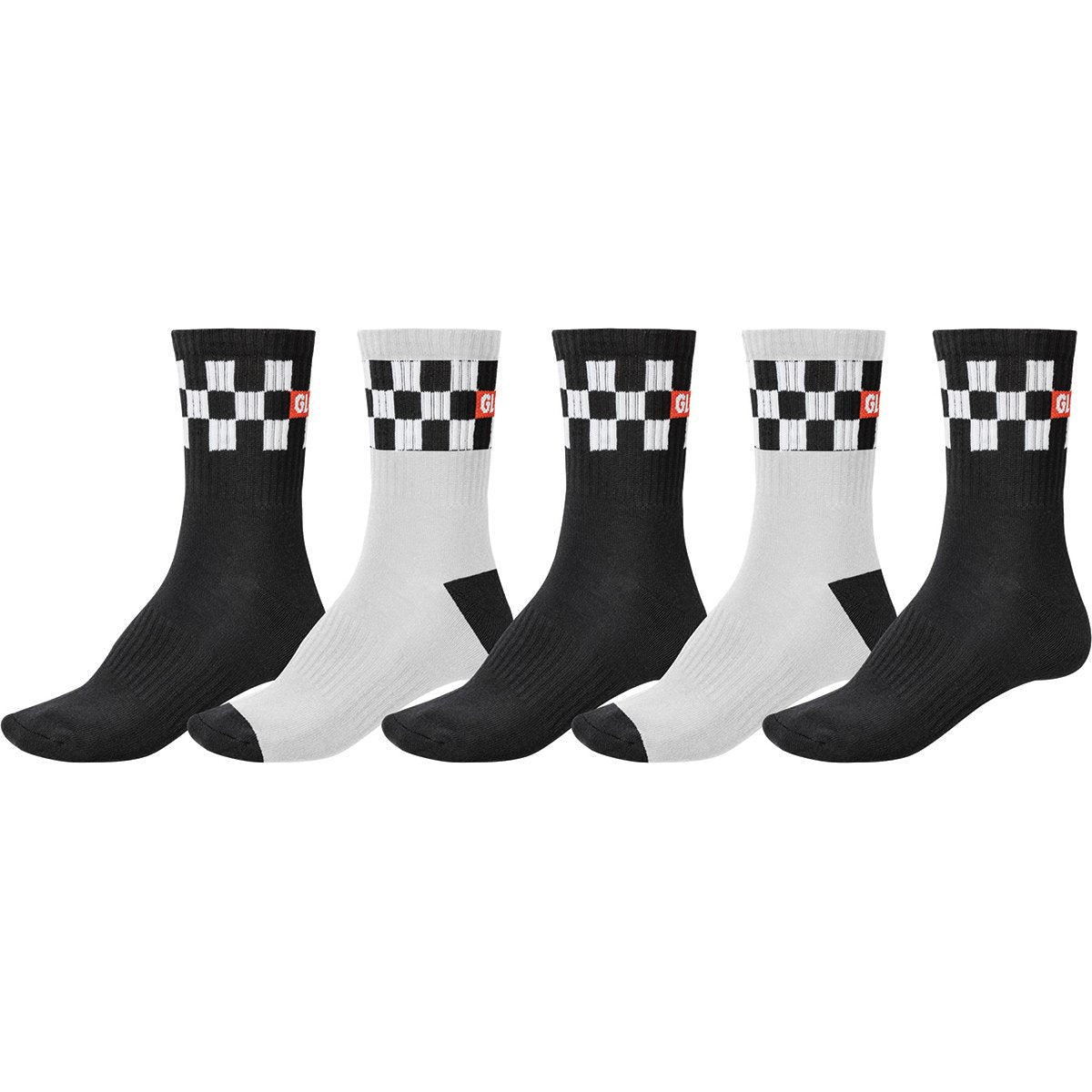 Globe Socks 5 Pack Checker Crew Black White Size 7 11 Skateboard Sox