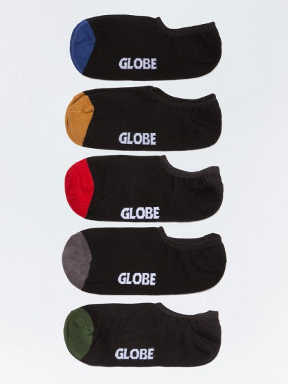 Globe Socks 5 Pack Dip Invisible No Show Assorted Size 7-11 Skateboard Sox