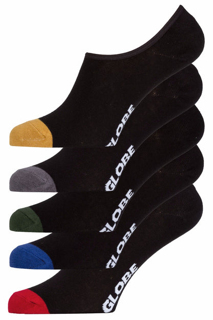 Globe Socks 5 Pack Dip Invisible No Show Assorted Size 7-11 Skateboard Sox