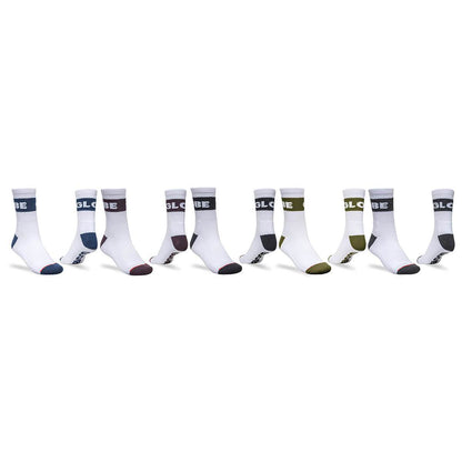 Globe Socks 5 Pack Horizons Crew White Assorted Size 7-11 Skateboard Sox