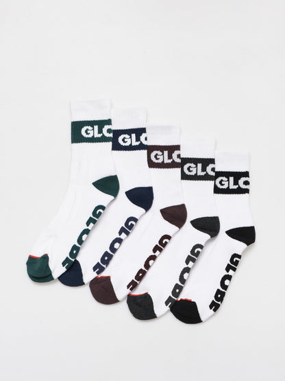 Globe Socks 5 Pack Horizons Crew White Assorted Size 7-11 Skateboard Sox