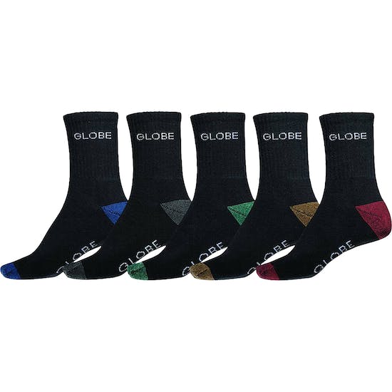 Globe Socks 5 Pack Ingles Crew Black Size 7 11 Skateboard Sox