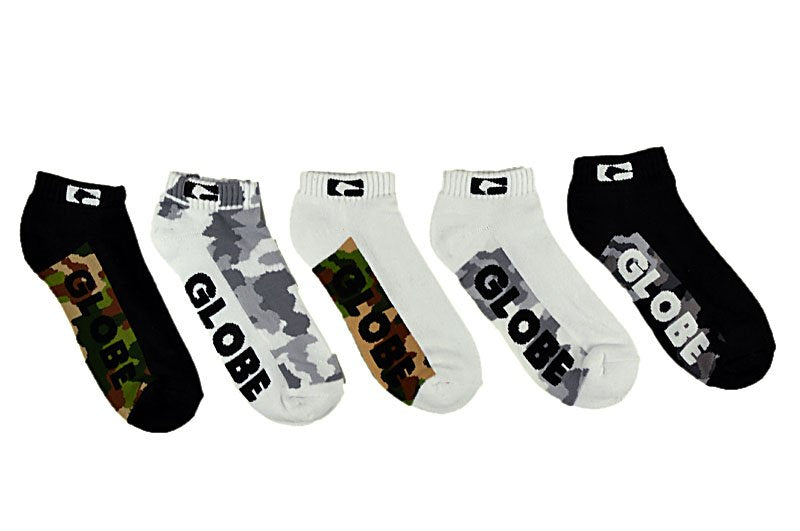 Globe Socks 5 Pack Malcom Ankle Camo Size 7 11 Skateboard Sox