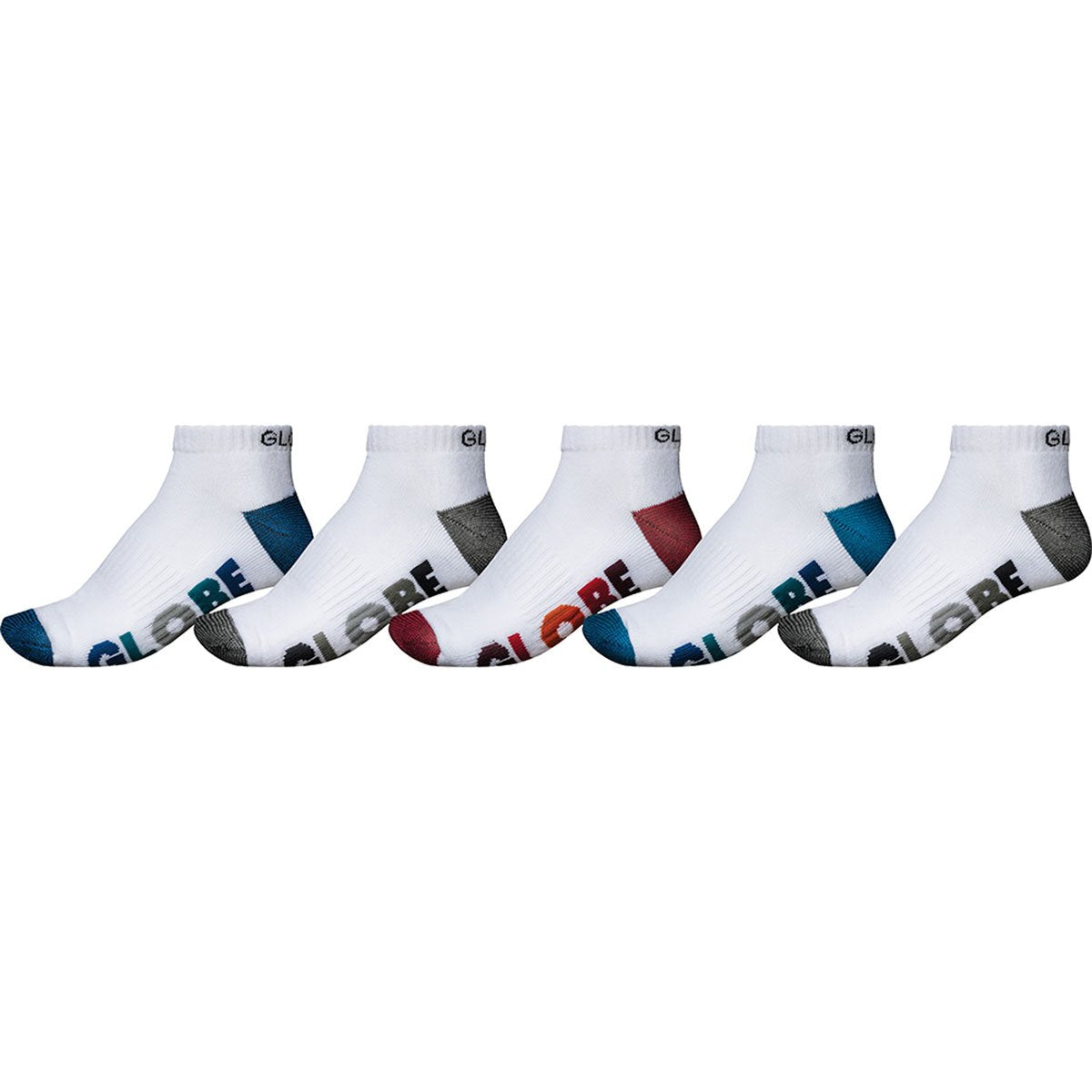 Globe Socks 5 Pack Multi Stripe Ankle White Size 7 11 Skateboard Sox