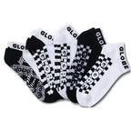 Globe Socks 5 Pack Strobe Ankle Black White Size 7 11 Skateboard Sox