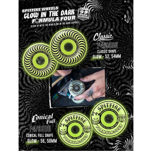 Spitfire Wheels F4 Glow In The Dark Classic Swirl 52mm 99d Formula Four