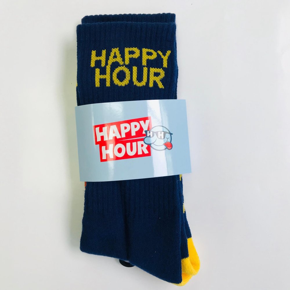 Happy Hour Socks Crew Mucho Relaxo Navy Yellow Osfm Skateboard Sox