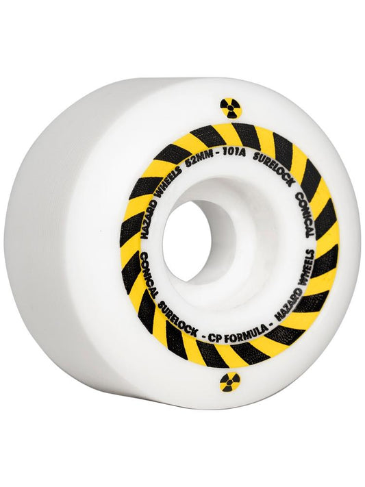 Hazard Skateboard Wheels Sign CP Conical Surelock White 54MM