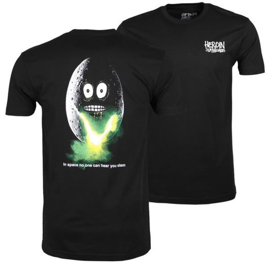 Heroin Tee Space Egg Black New Skateboard T-Shirt