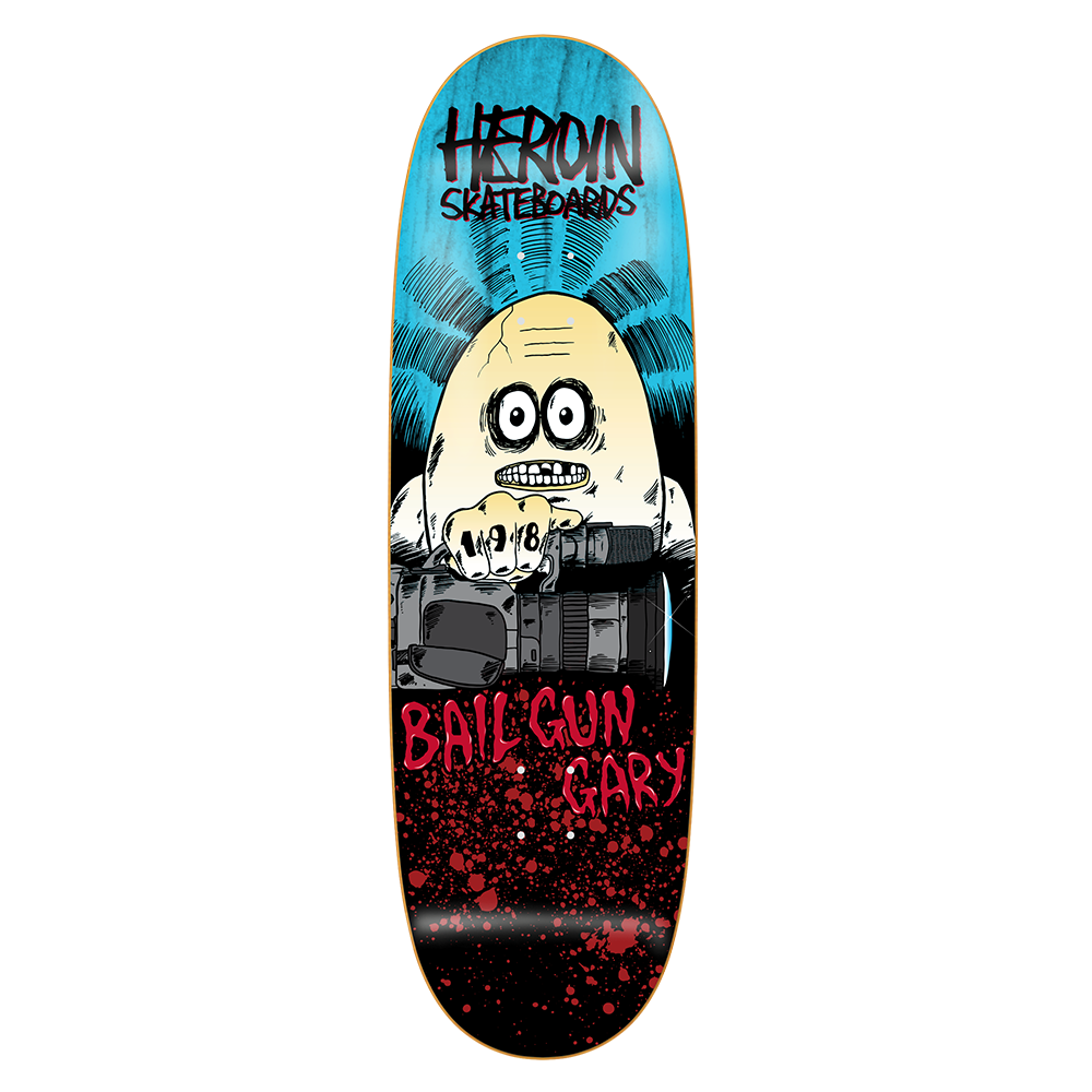 Heroin Skateboard Deck Bail Gun Gary Symmetrical Egg 9.75"