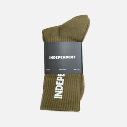 Indy Socks 3 Pack ITC Grind Crew White-GRV-Black Size 6-12 Independent Skate Sox