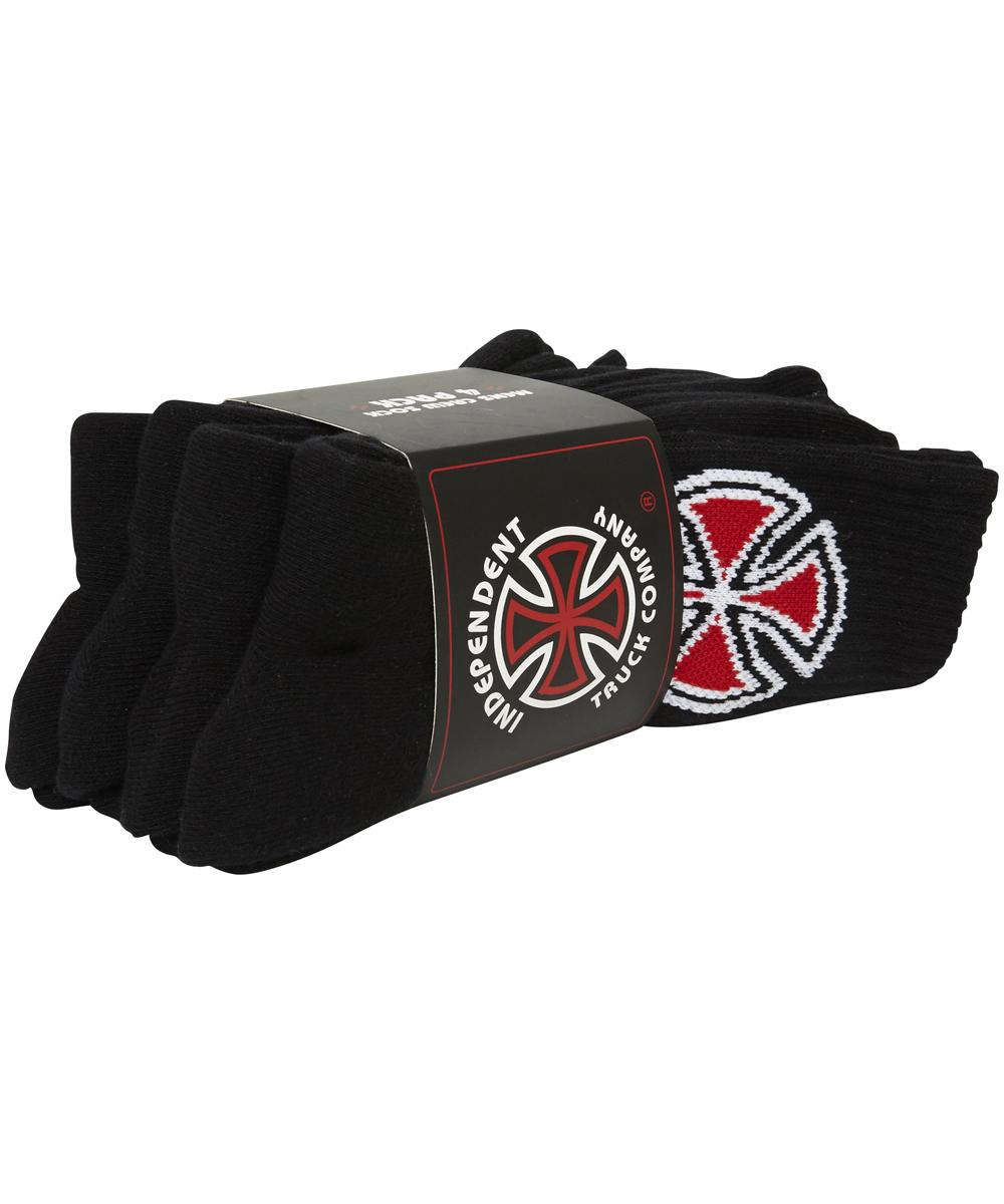 Indy Socks 4 Pack Black OG Cross Crew Size 6-10 Mens Independent Skateboard Sox