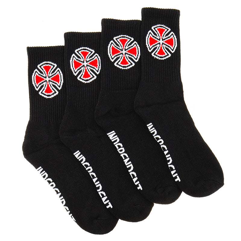 Indy Socks 4 Pack Black Og Cross Crew Size 6 10 Mens Independent Skateboard Sox