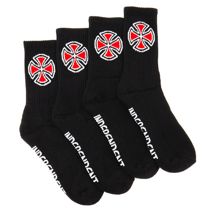 Indy Socks 4 Pack Black OG Cross Crew Size 6-10 Mens Independent Skateboard Sox
