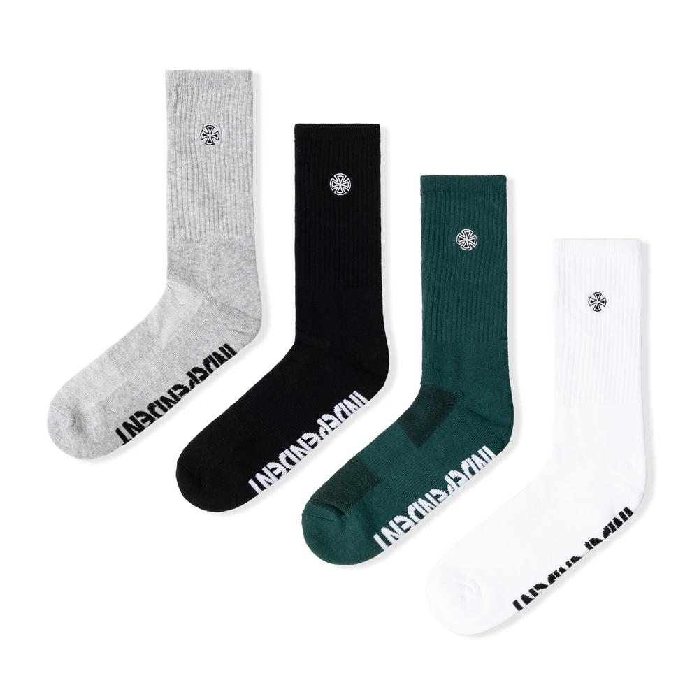Indy Socks 4 Pack Cross Embroidery Crew Size 6 10 Skateboard Sox