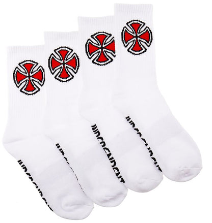Indy Socks 4 Pack White OG Cross Crew Size 6-10 Mens Independent Skateboard Sox