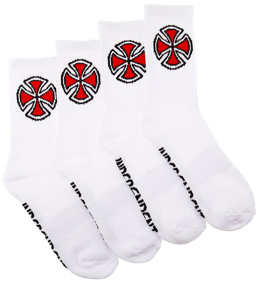 Indy Socks 4 Pack White OG Cross Crew Size 6-10 Mens Independent Skateboard Sox