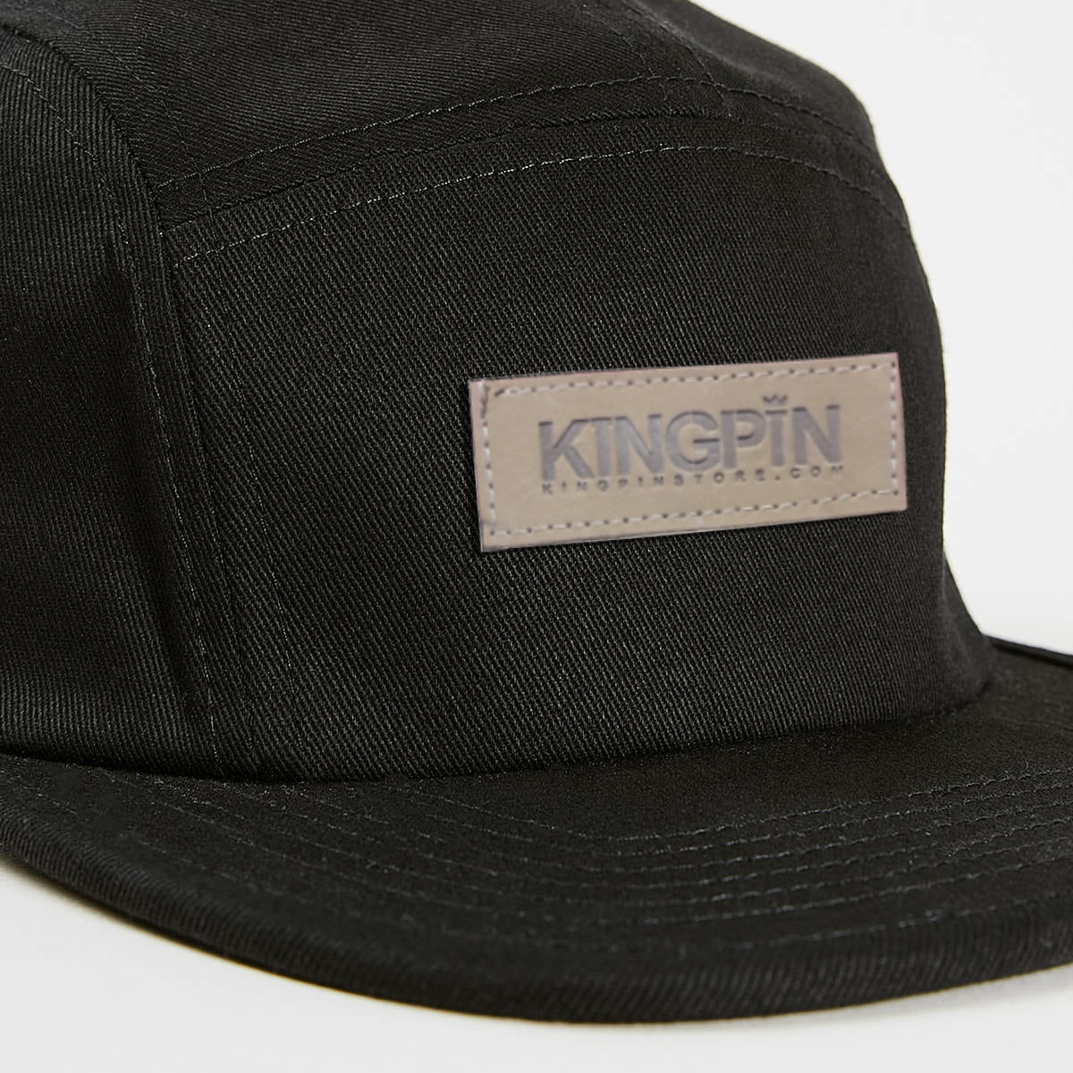 Kingpin Skate Supply Cap 5 Panel Box Patch Black Skateboard Camper Hat
