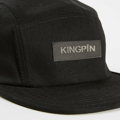 Kingpin Skate Supply Cap 5 Panel Stealth Box Patch Black Skateboard Camper Hat