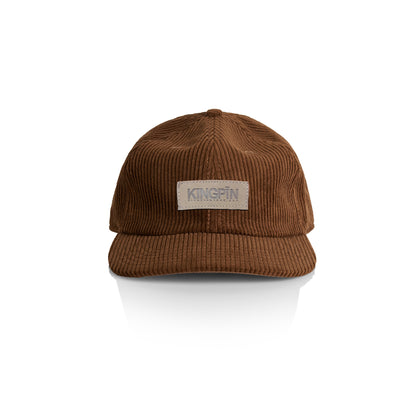 Kingpin Skate Supply Cap Cord Leather Box Patch Brown Strapback Skateboard Hat
