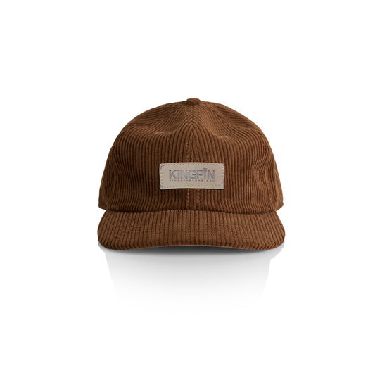 Kingpin Skate Supply Cap Cord Leather Box Patch Brown Strapback Skateboard Hat