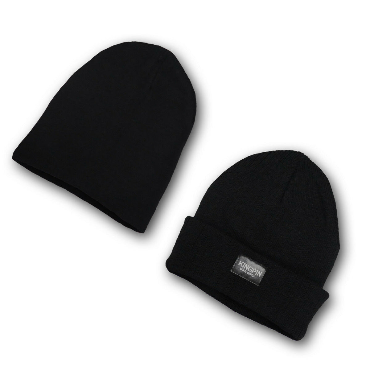 Kingpin Skate Supply Cuff Beanie Black Label Black Skateboard Hat