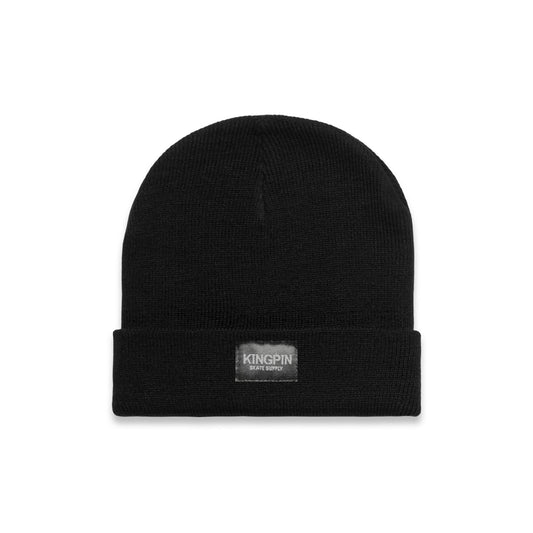 Kingpin Skate Supply Beanie Cuff Black Label Black Skateboard Hat