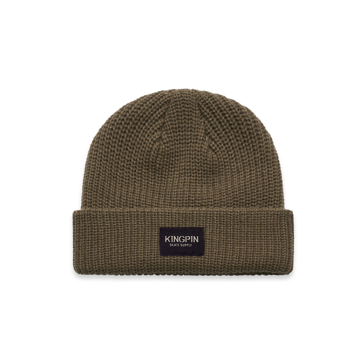 Kingpin Skate Supply Cuff Beanie Cable Black Label Walnut Skateboard Hat
