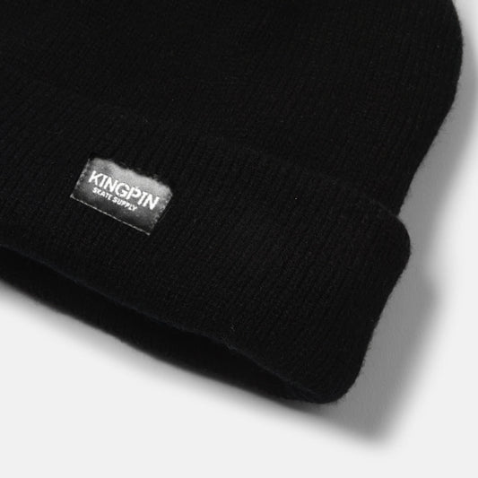 Kingpin Skate Supply Beanie Fishermans Black Label Black Skateboard Hat