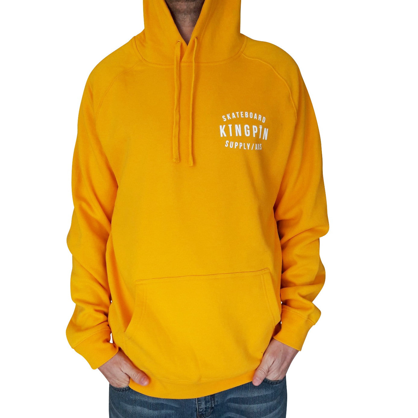 KINGPIN Skate Supply Hood Retro Gold Skateboard Hoody Pullover Hoodie